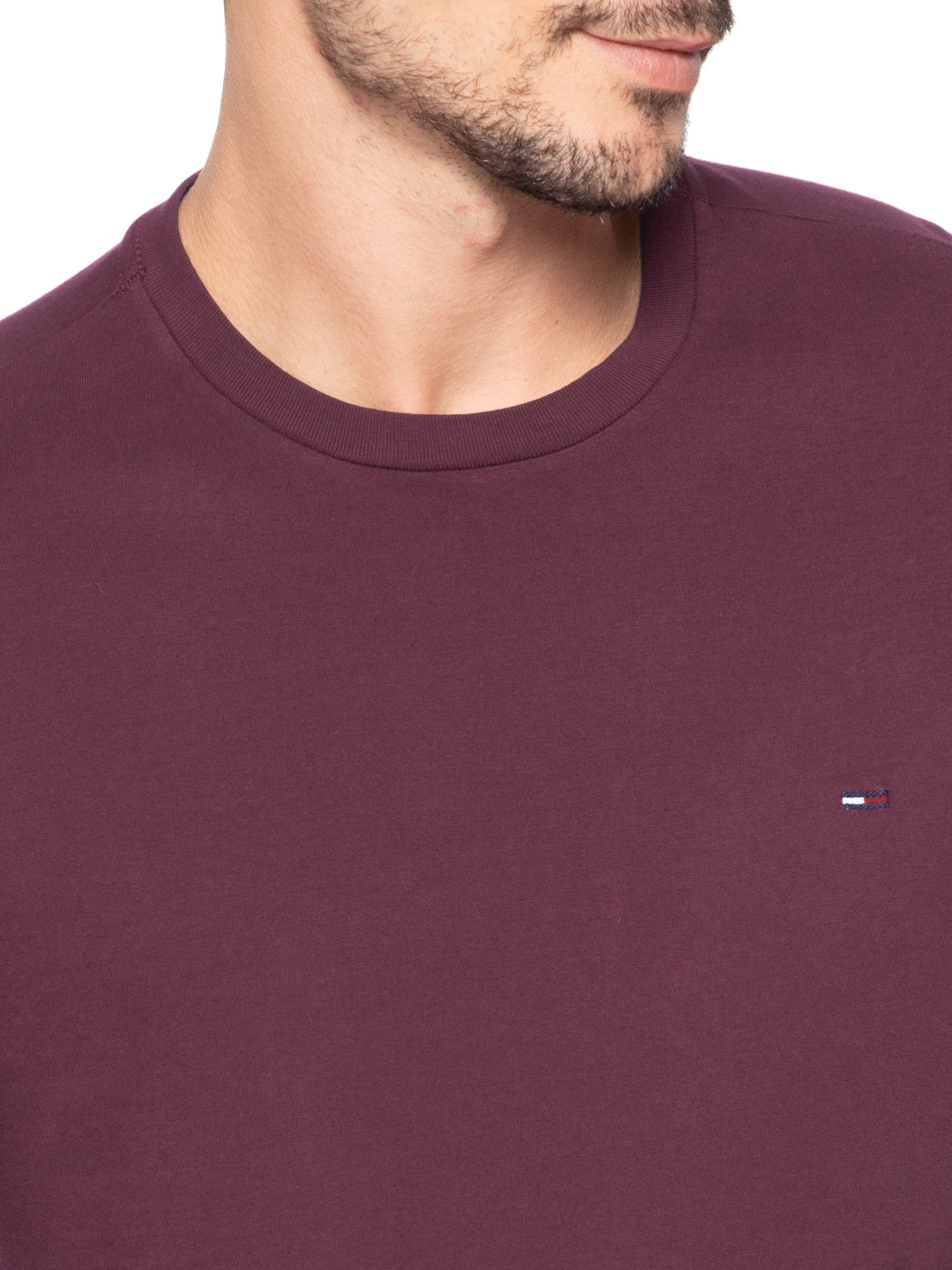 Camiseta Masculina Básica Bandeira Alongada Regular Fit Em Algodão Vermelho Tommy Jeans
