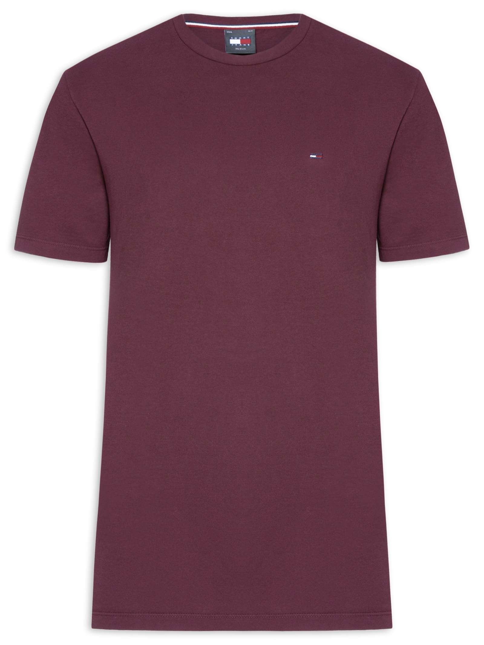 Camiseta Masculina Básica Bandeira Alongada Regular Fit Em Algodão Vermelho Tommy Jeans