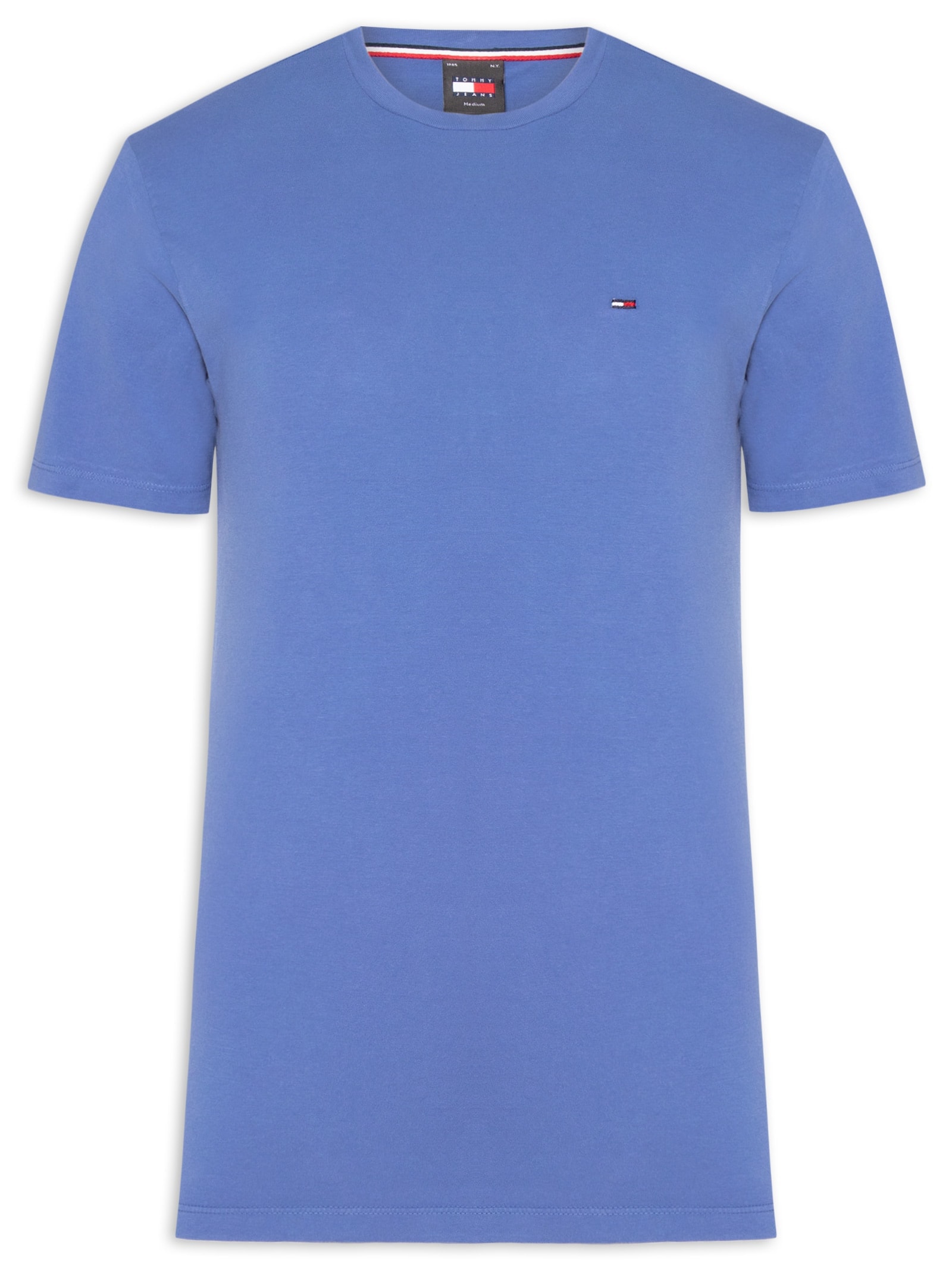 Camiseta Masculina Básica Bandeira Alongada Regular Fit Em Algodão – Azul Tommy Jeans