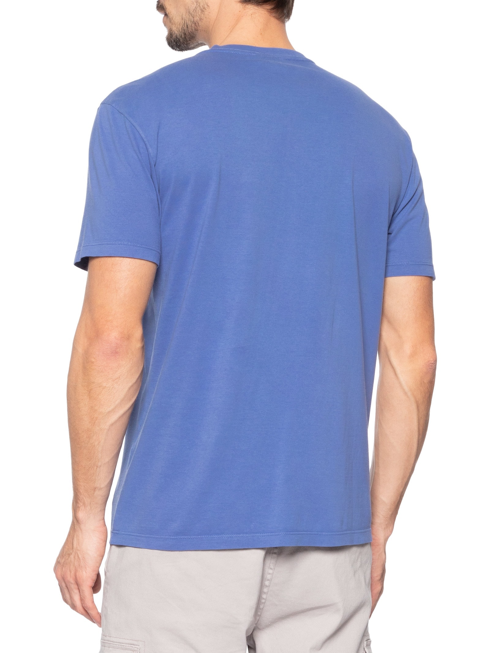 Camiseta Masculina Básica Bandeira Alongada Regular Fit Em Algodão – Azul Tommy Jeans