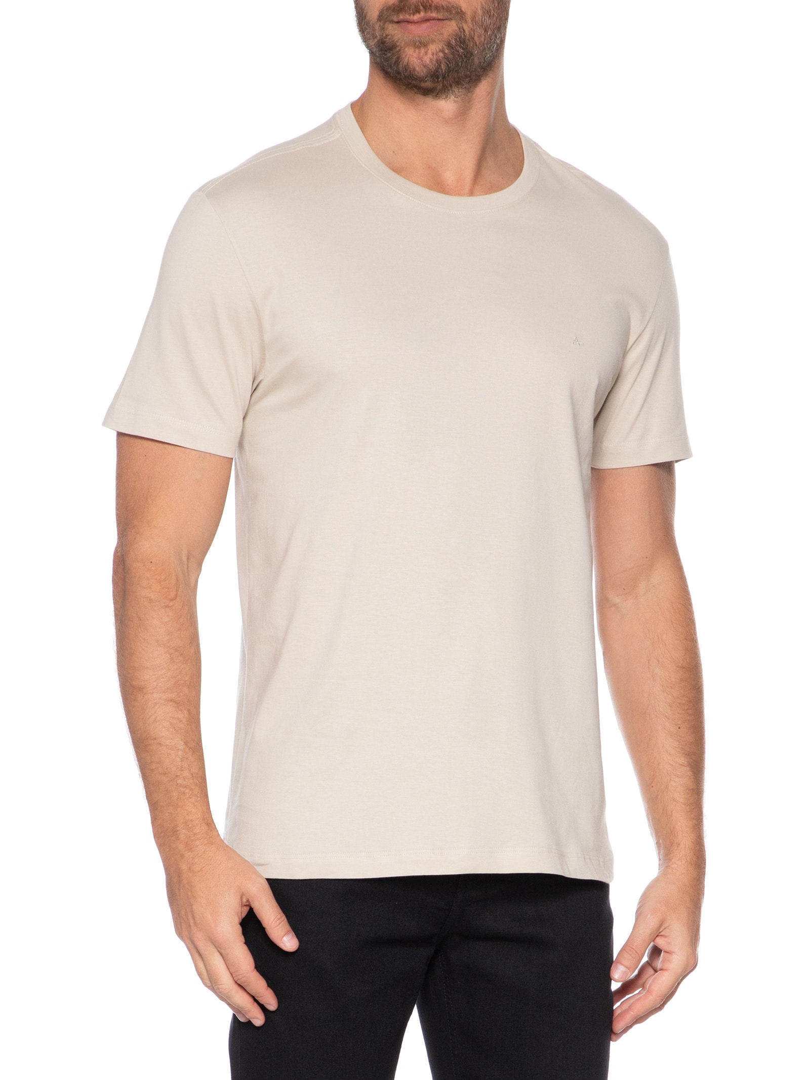 Camiseta Masculina Básica Bege Aramis