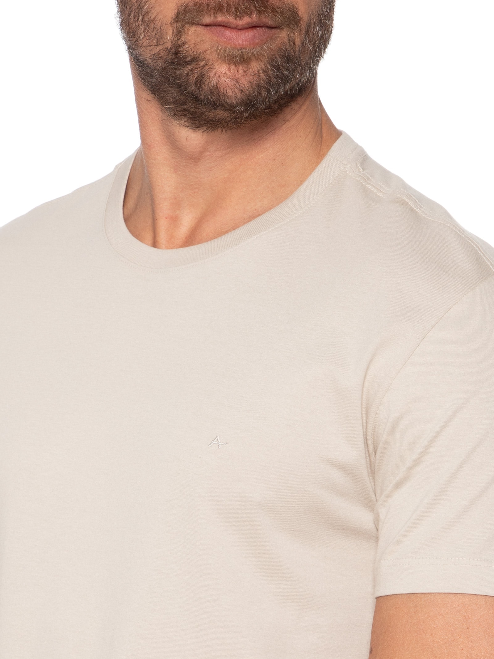 Camiseta Masculina Básica Bege Aramis