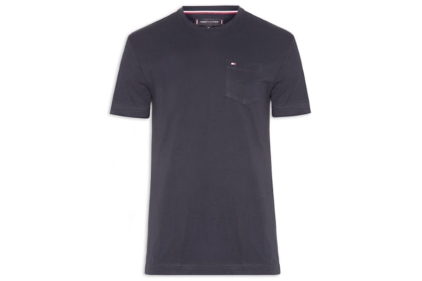 Camiseta Masculina Básica Com Bolso Regular Fit Em Algodão - Azul