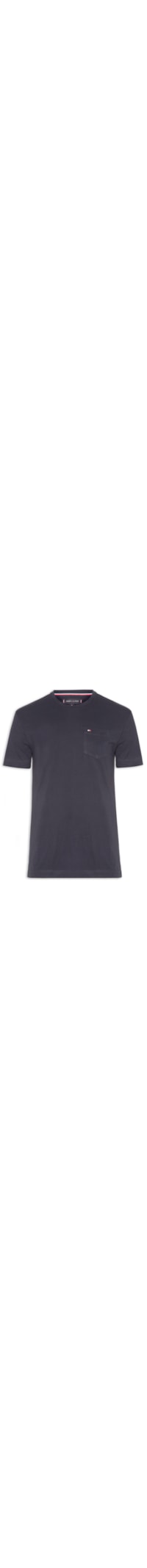 Camiseta Masculina Básica Com Bolso Regular Fit Em Algodão - Azul