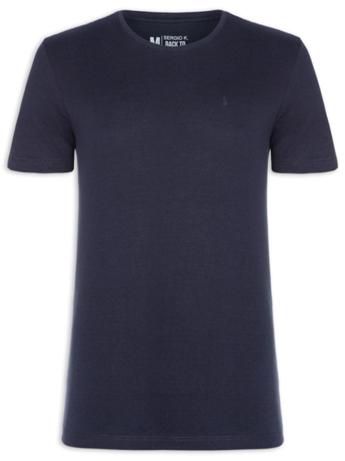 Camiseta Masculina Básica De Algodão Gola Careca – Azul