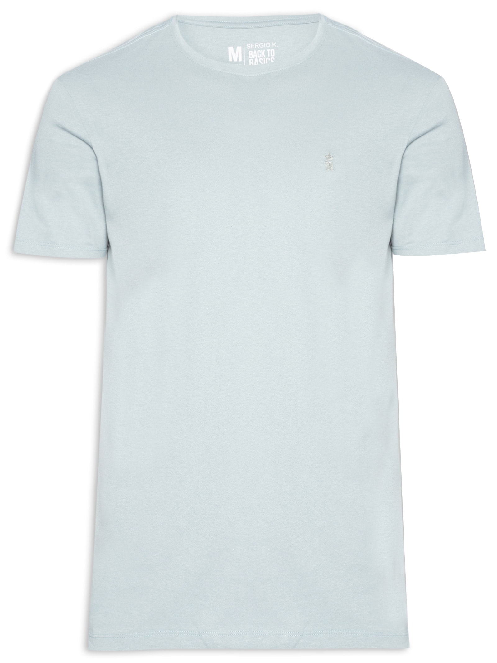 Camiseta Masculina Básica De Algodão Gola Careca Azul Sergio K