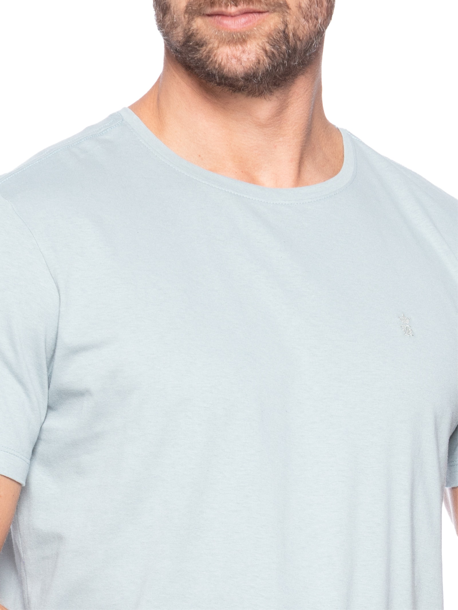 Camiseta Masculina Básica De Algodão Gola Careca Azul Sergio K