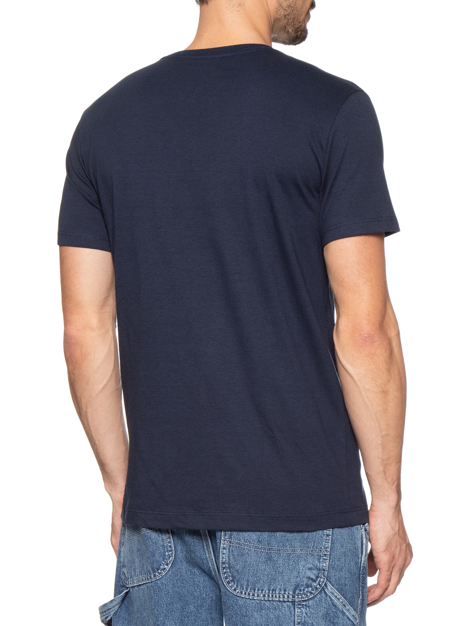 Camiseta Masculina Básica De Algodão Gola Careca Azul Sergio K