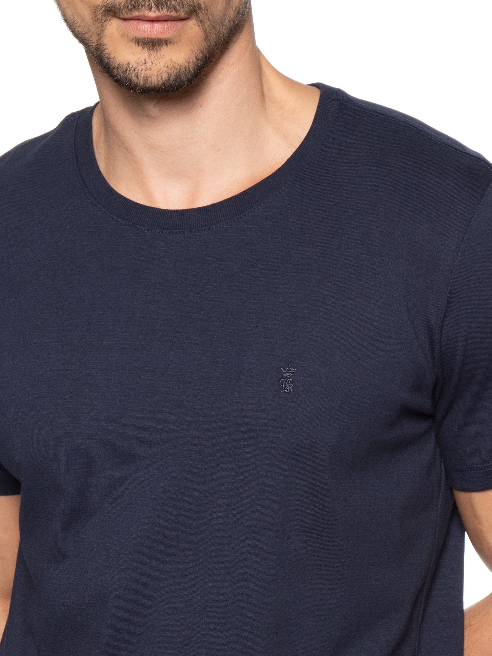 Camiseta Masculina Básica De Algodão Gola Careca Azul Sergio K