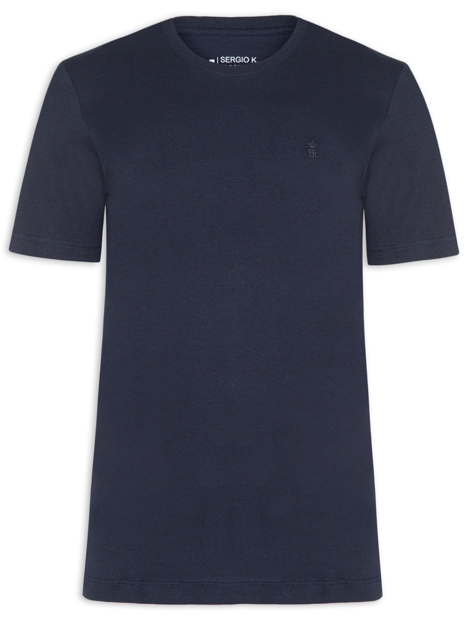 Camiseta Masculina Básica De Algodão Gola Careca Azul Sergio K
