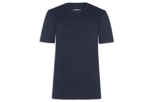 Camiseta Masculina Básica De Algodão Gola Careca - Azul