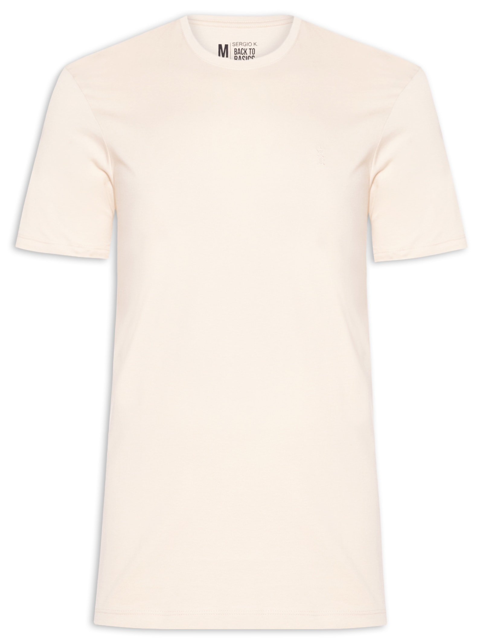 Camiseta Masculina Básica De Algodão Gola Careca Bege Sergio K