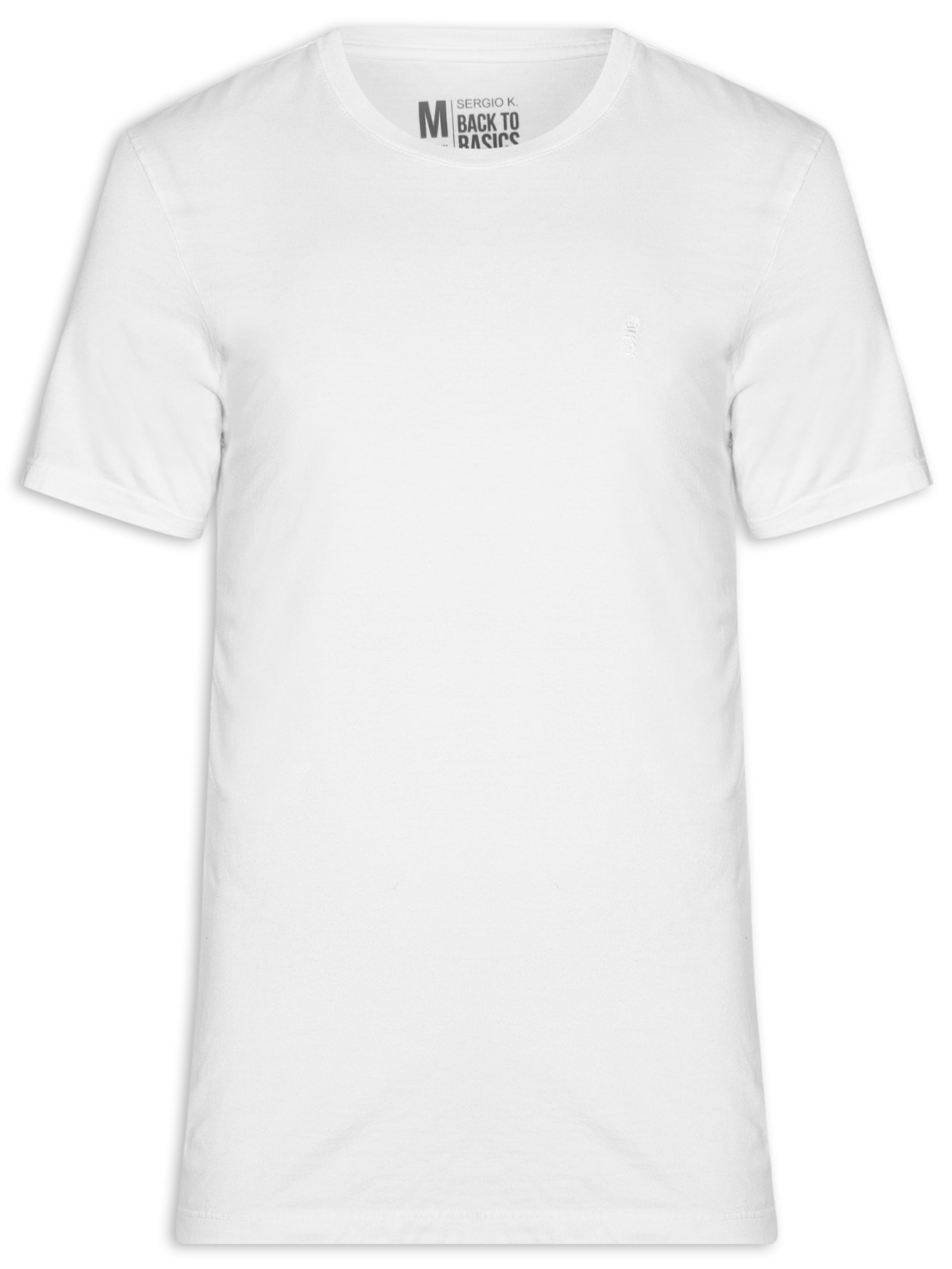 Camiseta Masculina Básica De Algodão Gola Careca Branco Sergio K