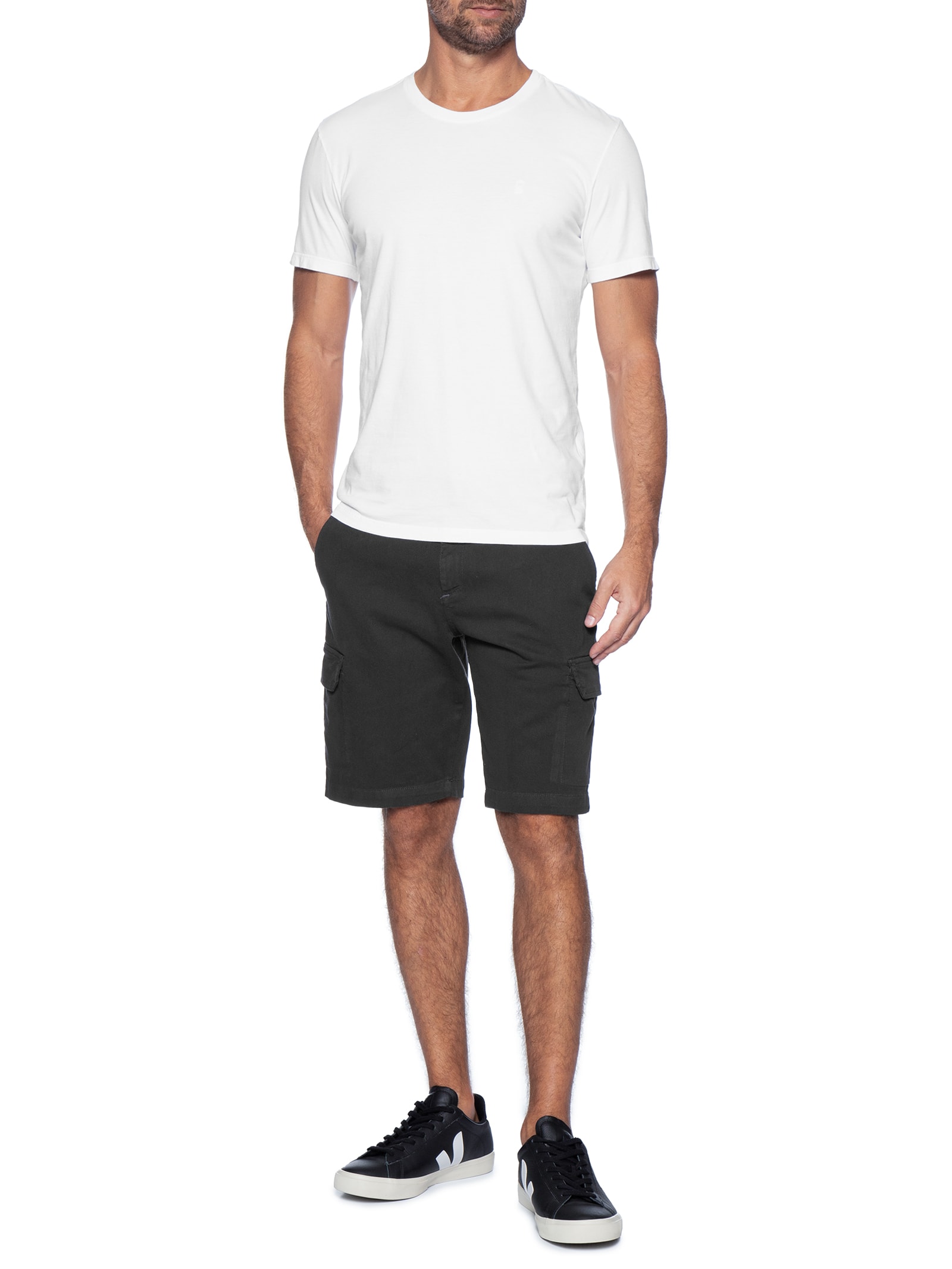 Camiseta Masculina Básica De Algodão Gola Careca Branco Sergio K
