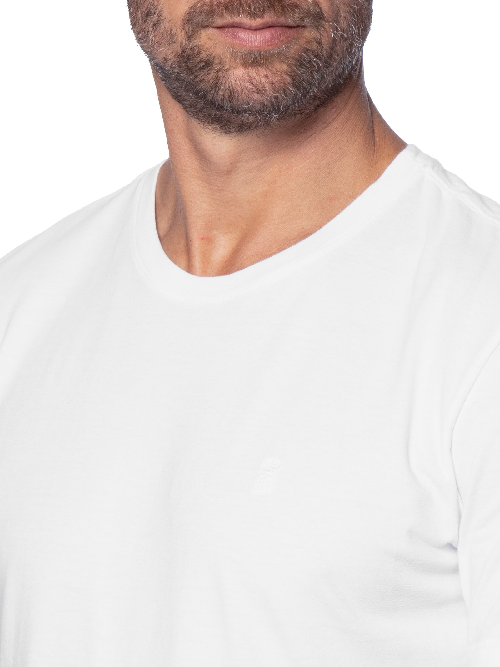 Camiseta Masculina Básica De Algodão Gola Careca Branco Sergio K