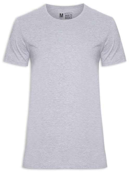 Camiseta Masculina Básica De Algodão Gola Careca – Cinza