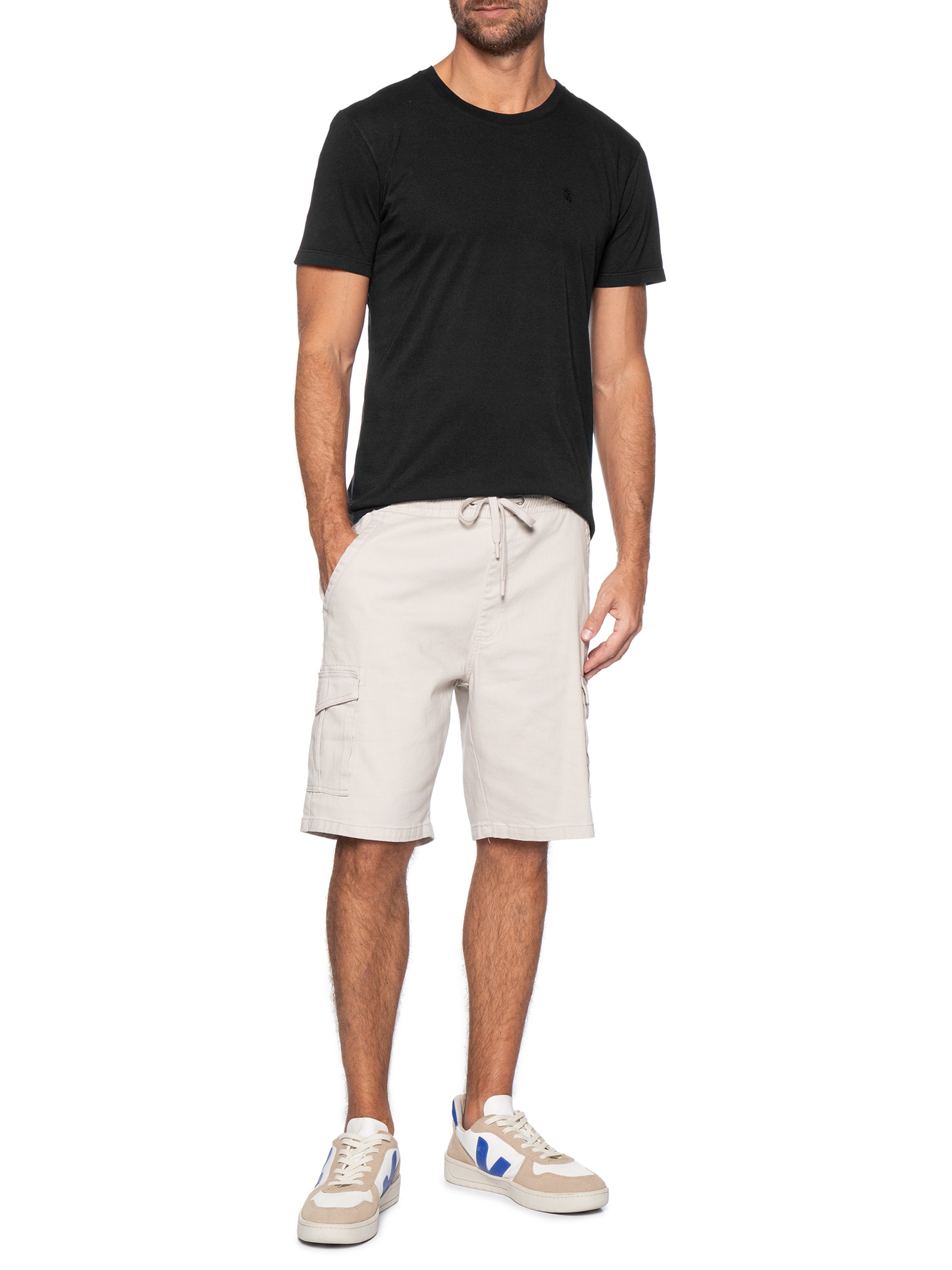 Camiseta Masculina Básica De Algodão Gola Careca Preto Sergio K