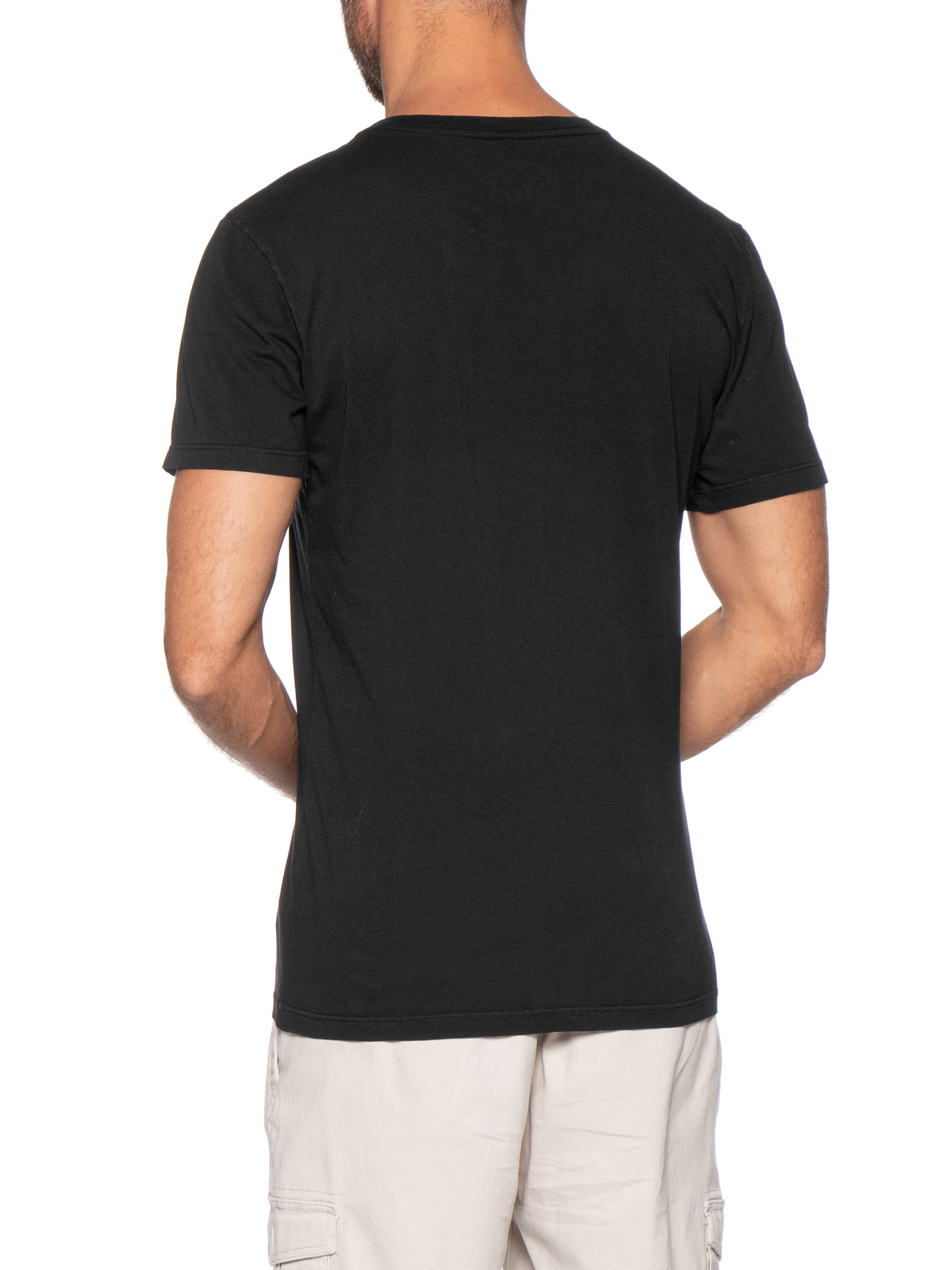 Camiseta Masculina Básica De Algodão Gola Careca Preto Sergio K