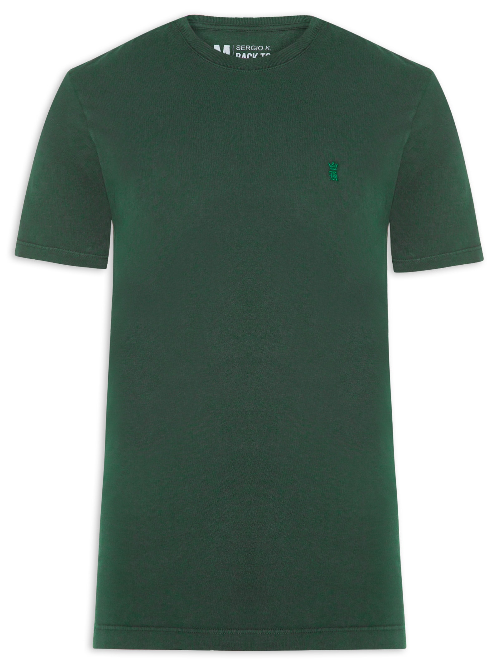 Camiseta Masculina Básica De Algodão Gola Careca Verde Sergio K