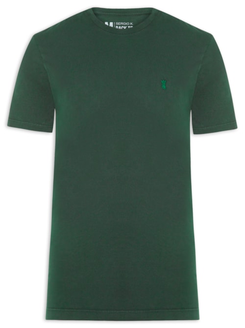 Camiseta Masculina Básica De Algodão Gola Careca - Verde