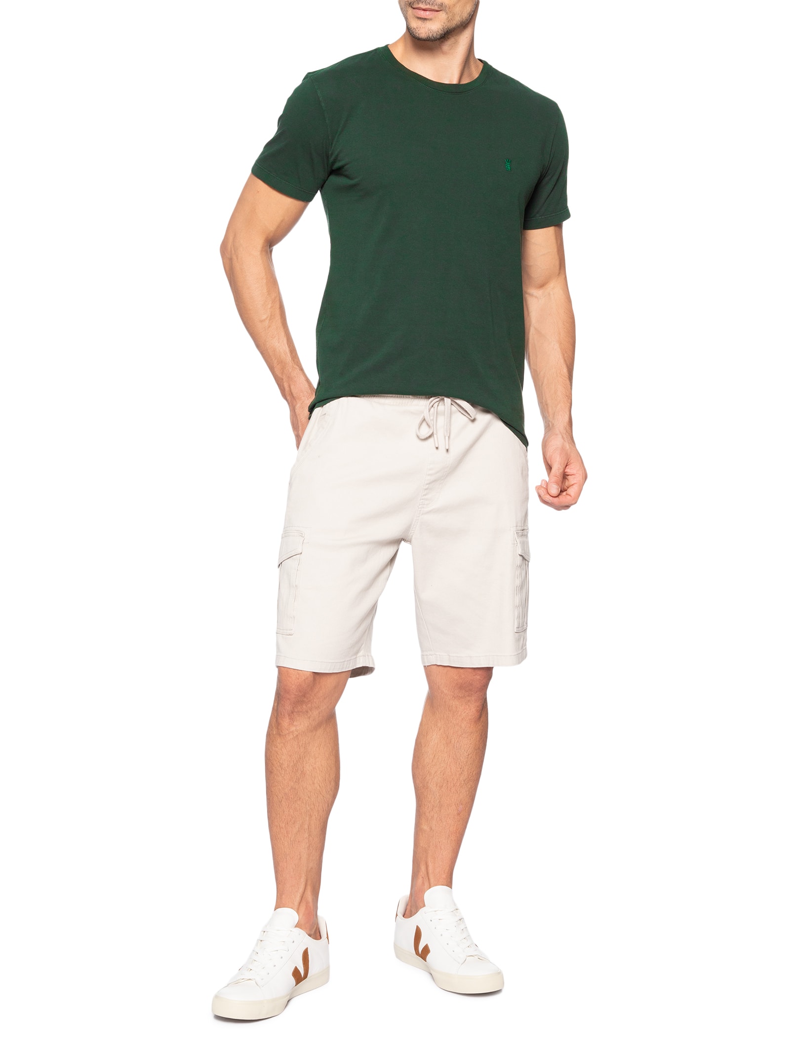 Camiseta Masculina Básica De Algodão Gola Careca Verde Sergio K