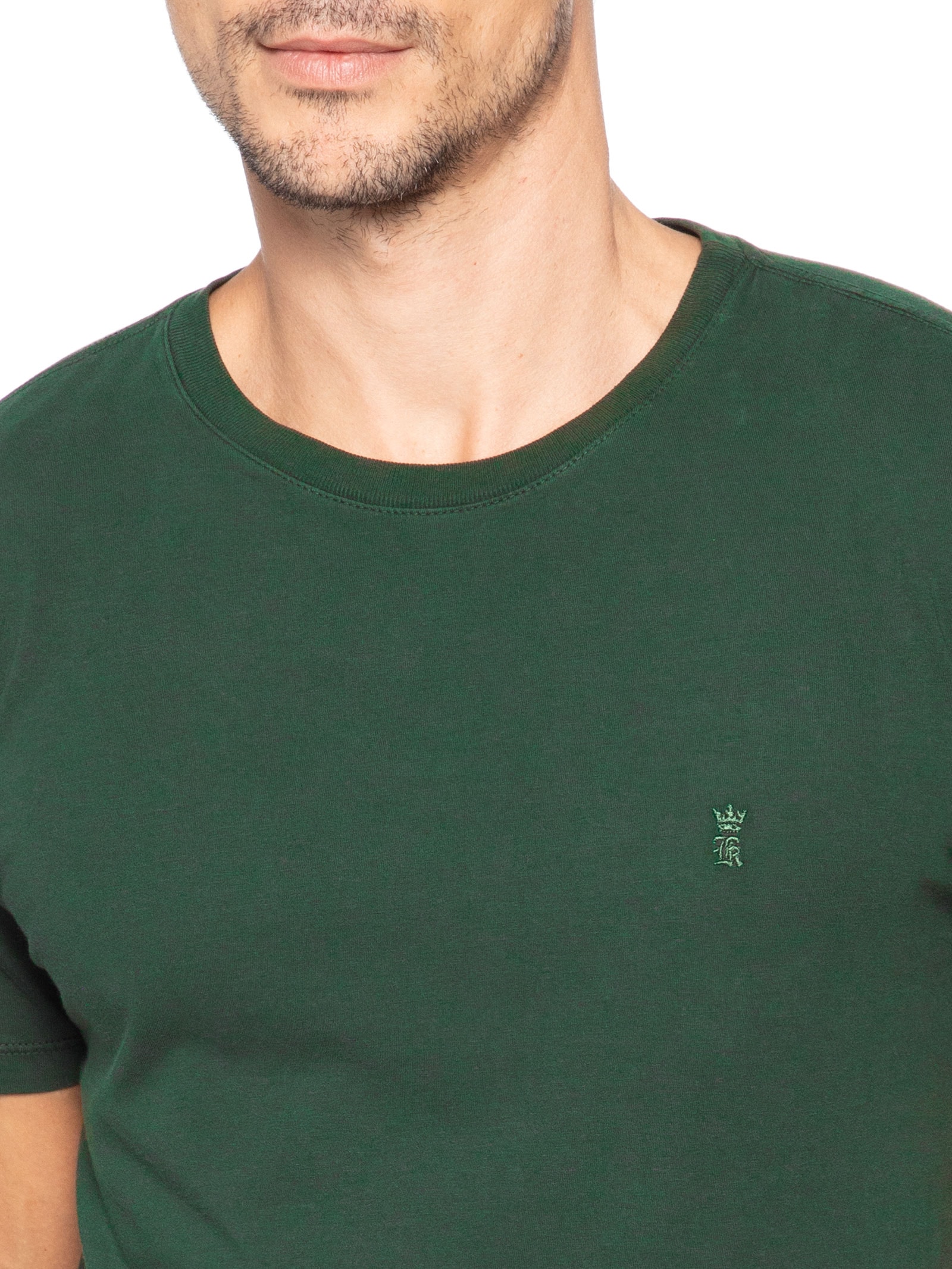 Camiseta Masculina Básica De Algodão Gola Careca Verde Sergio K
