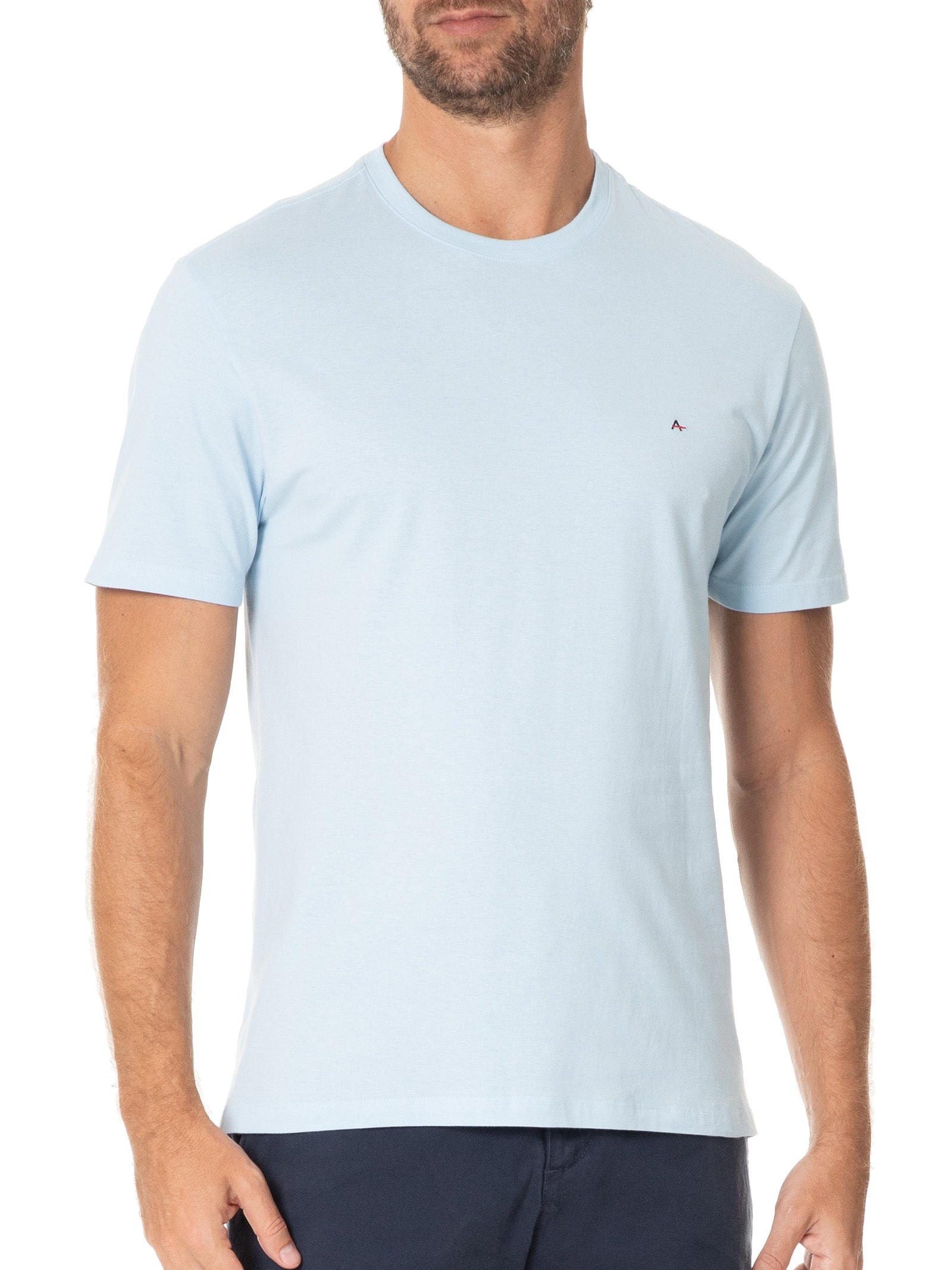 Camiseta Masculina Básica Em Algodão Azul Aramis