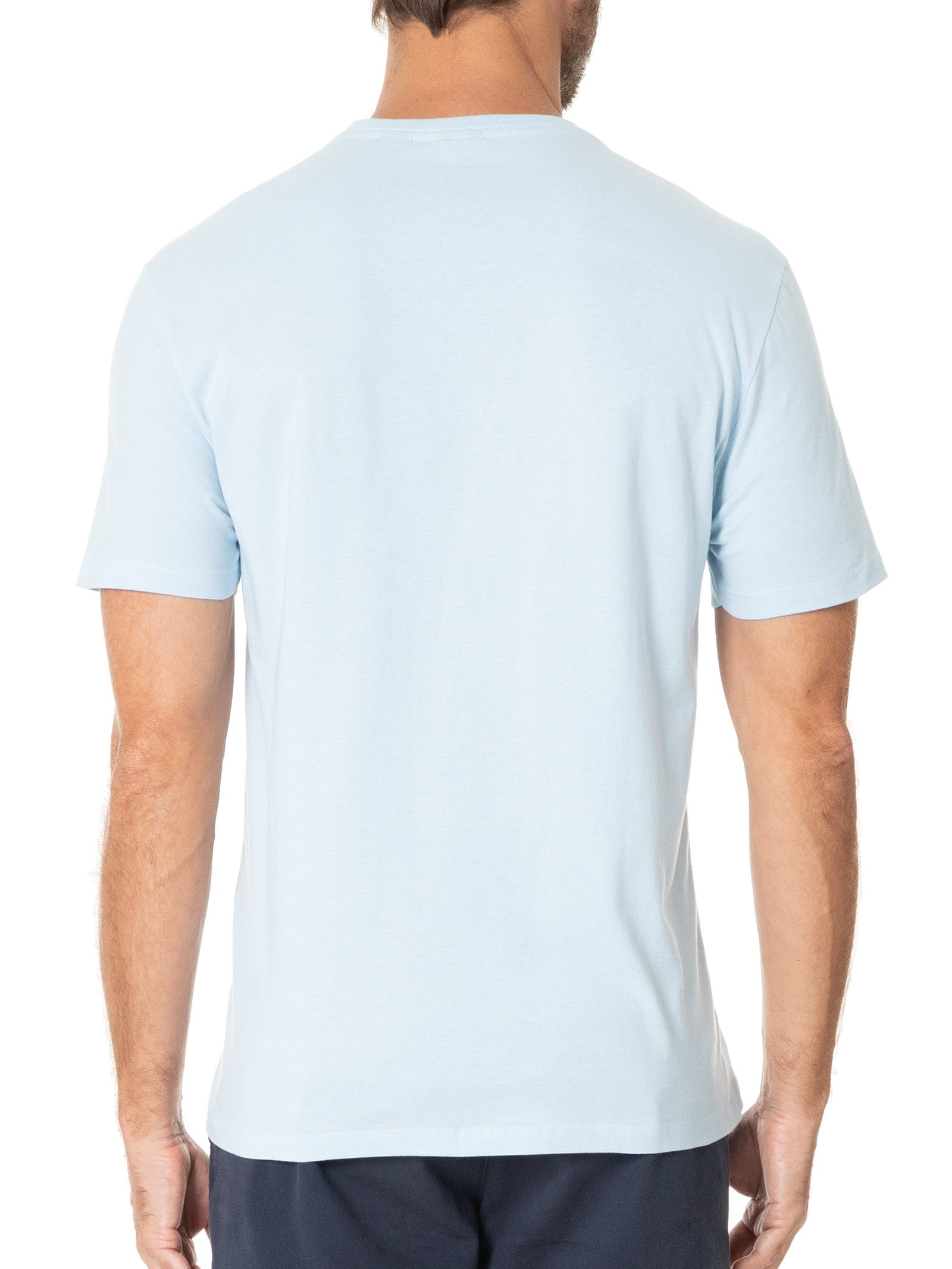 Camiseta Masculina Básica Em Algodão Azul Aramis