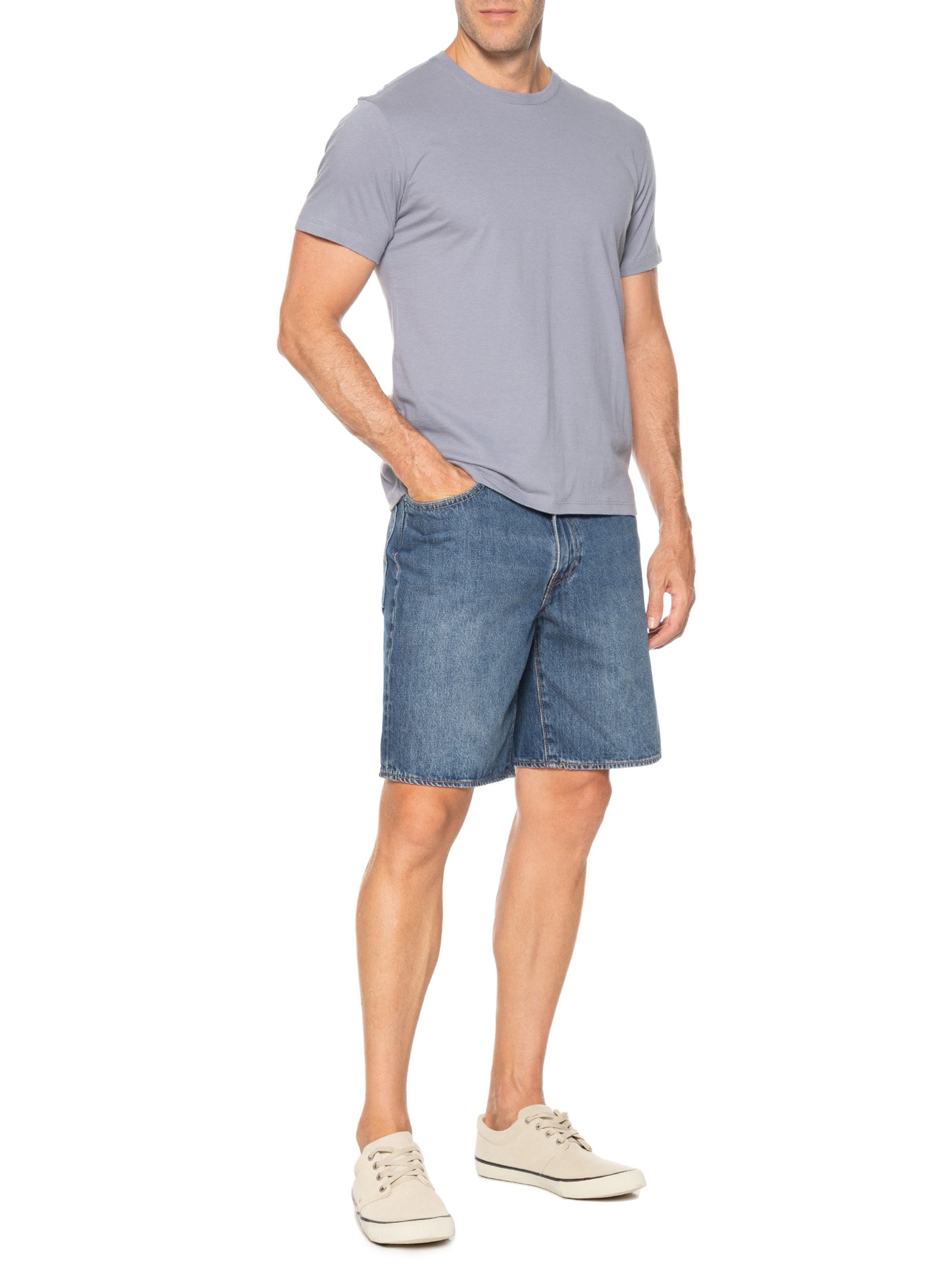 Camiseta Masculina Básica Em Algodão Azul Pineapple