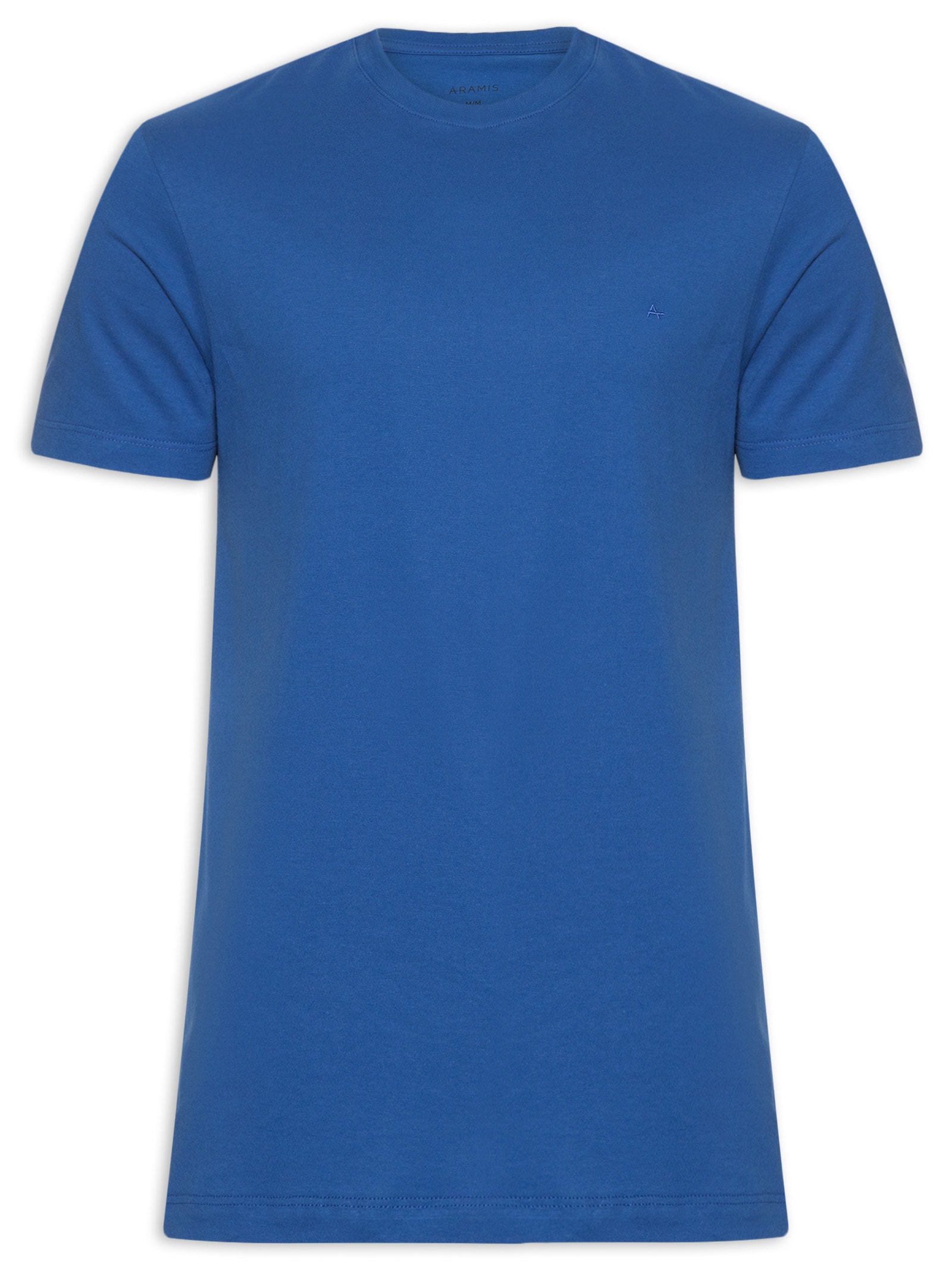 Camiseta Masculina Básica em Algodão Azul Aramis
