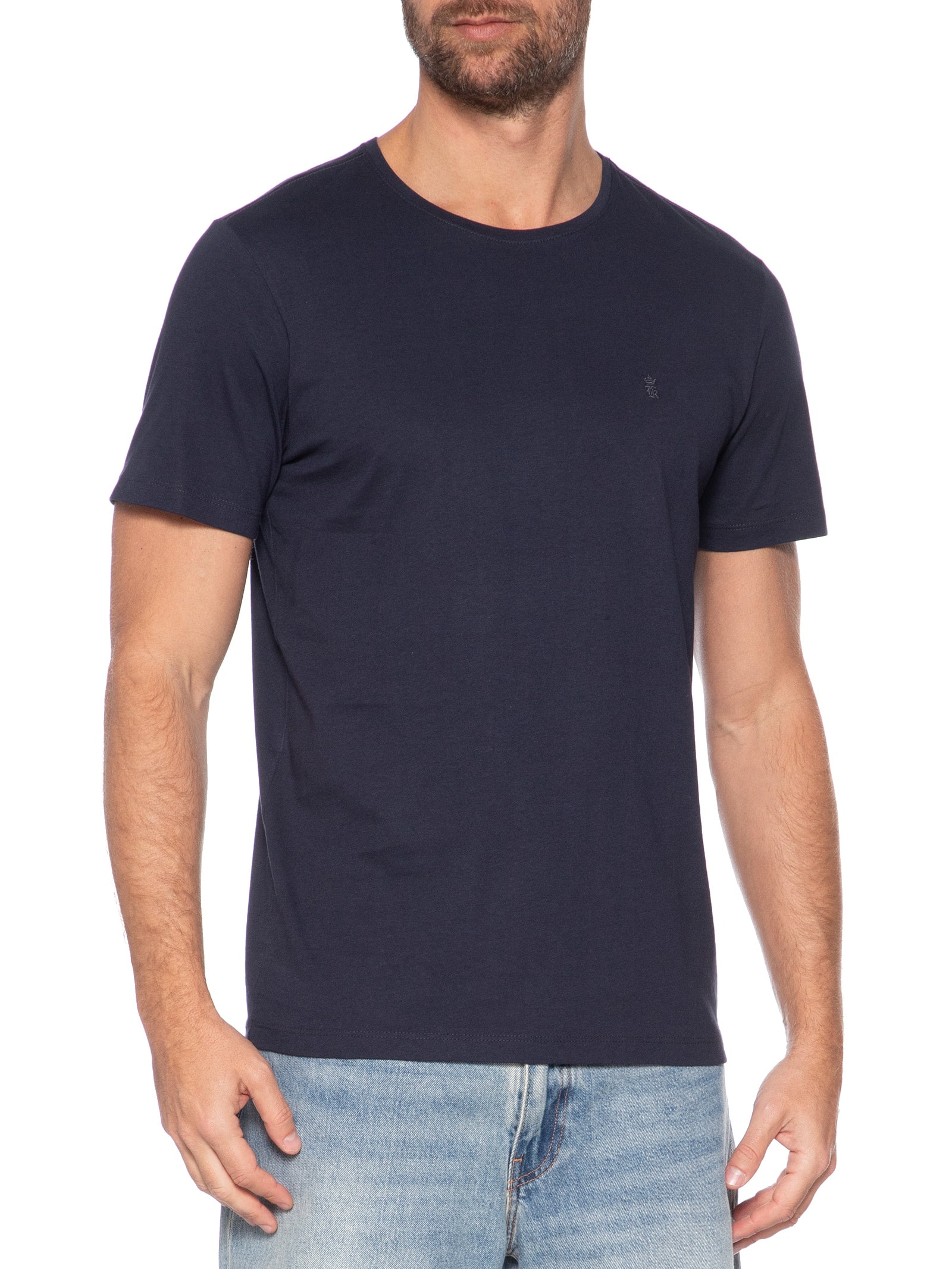 Camiseta Masculina Básica Em Algodão Azul Sergio K