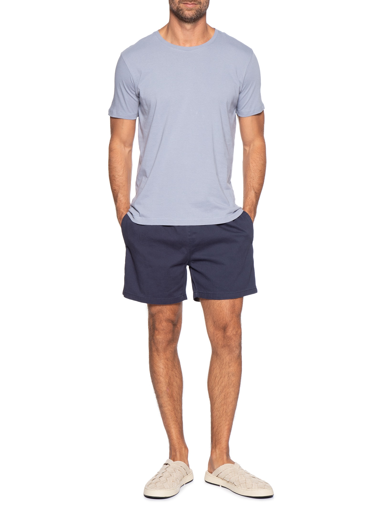 Camiseta Masculina Básica Em Algodão Azul Pineapple