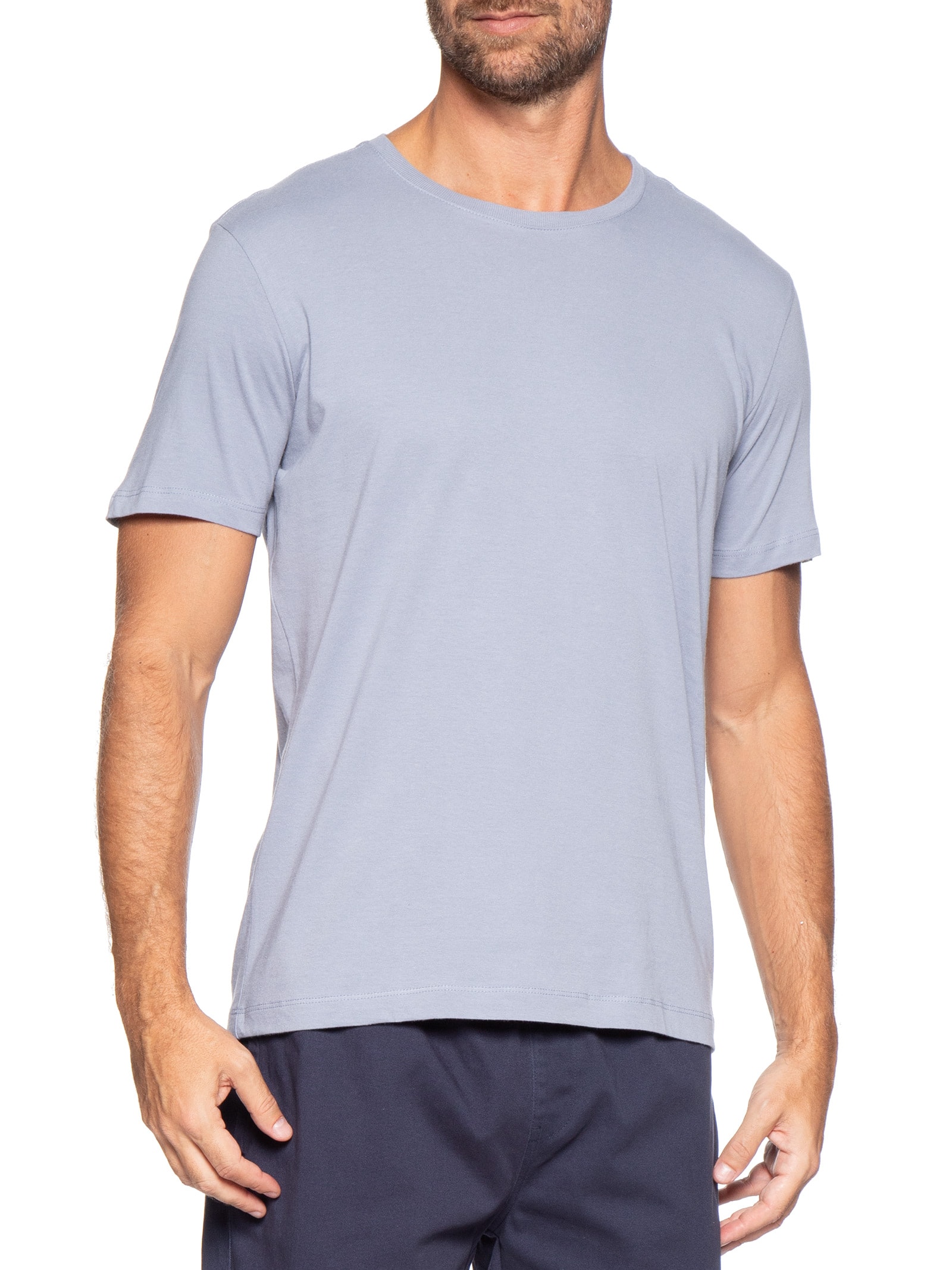 Camiseta Masculina Básica Em Algodão Azul Pineapple