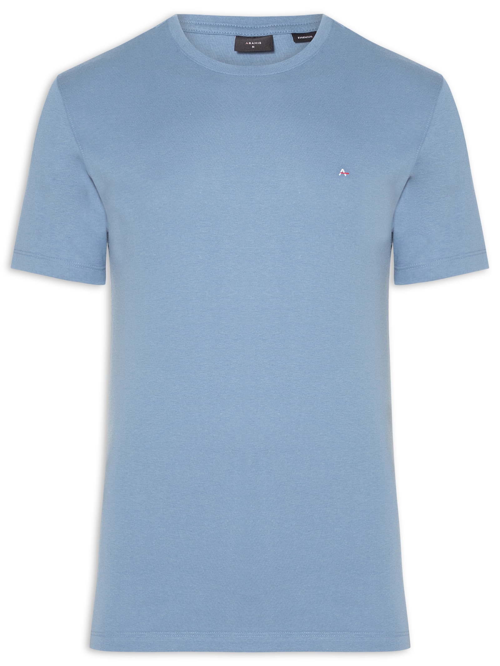Camiseta Masculina Básica em Algodão Azul Acinzentado Aramis