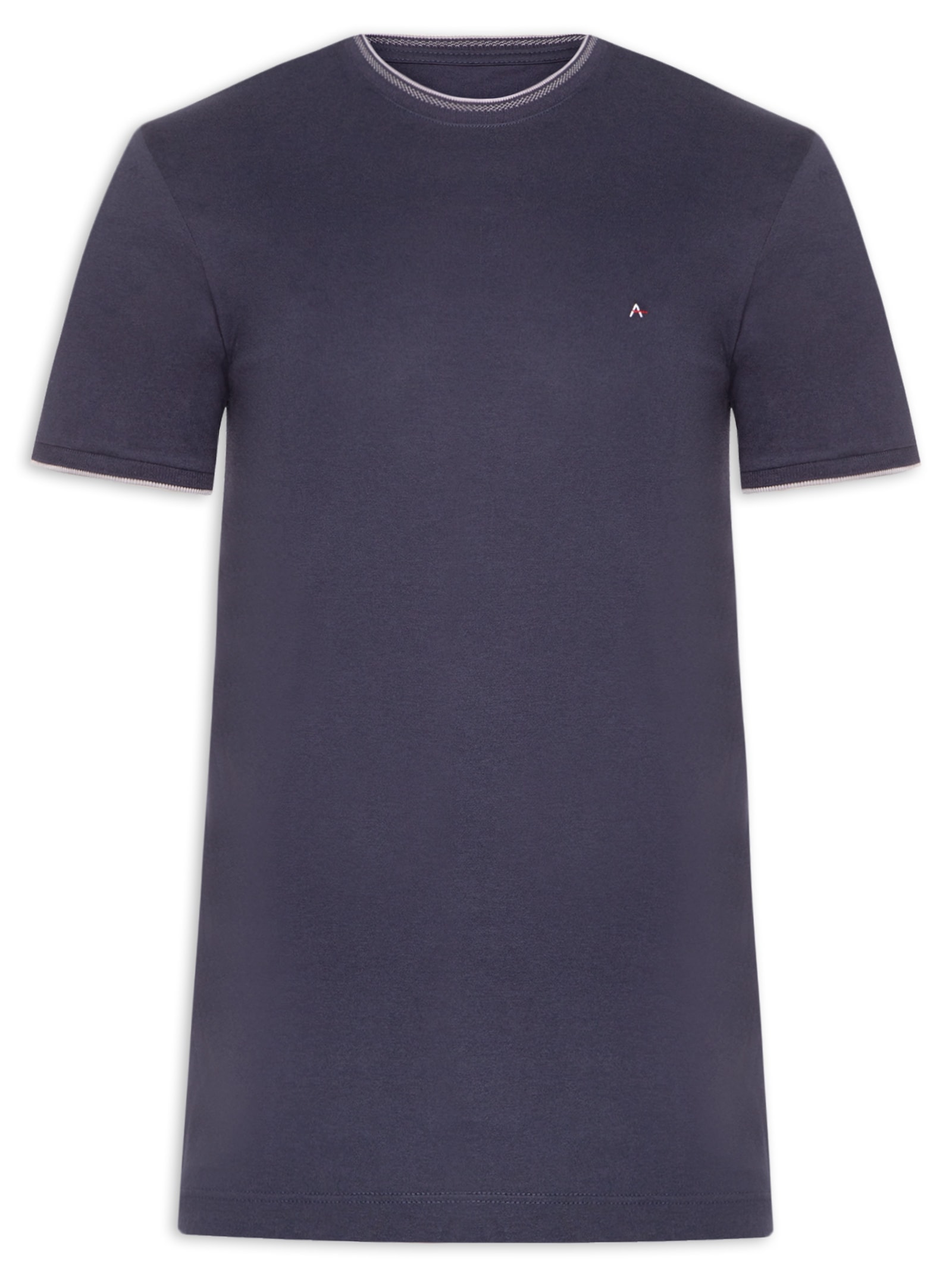 Camiseta Masculina Básica Em Algodão Com Friso Azul Aramis