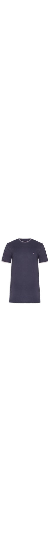 Camiseta Masculina Básica Em Algodão Com Friso - Azul
