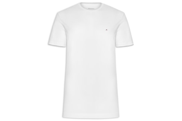 Camiseta Masculina Básica Em Algodão Com Friso - Branco