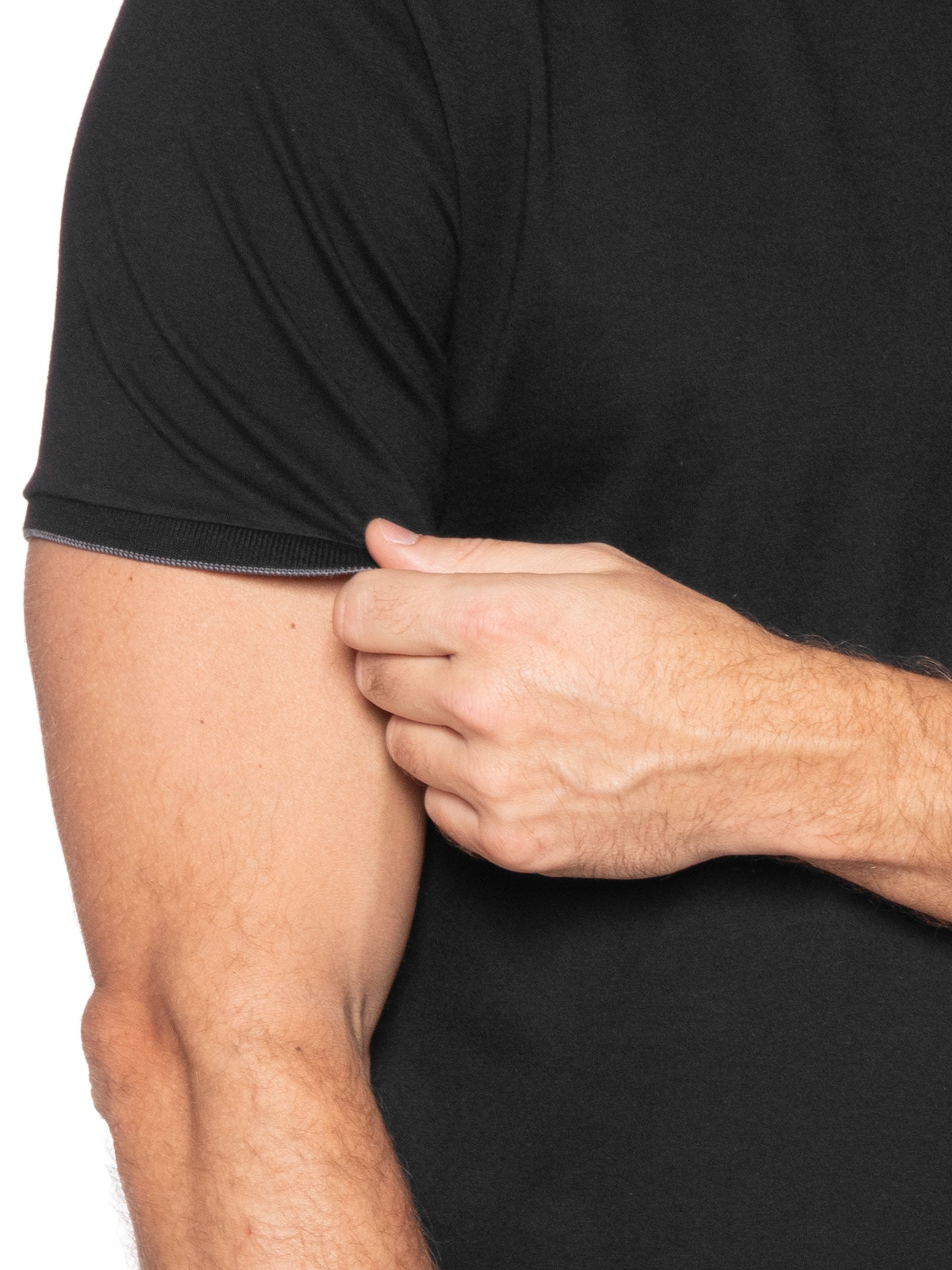 Camiseta Masculina Básica Em Algodão Com Friso Preto Aramis