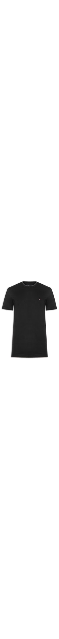 Camiseta Masculina Básica Em Algodão Com Friso - Preto