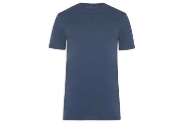 Camiseta Masculina Básica Em Algodão Egípcio Stretch - Azul