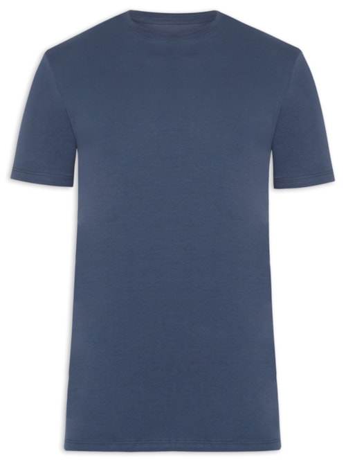 Camiseta Masculina Básica Em Algodão Egípcio Stretch – Azul