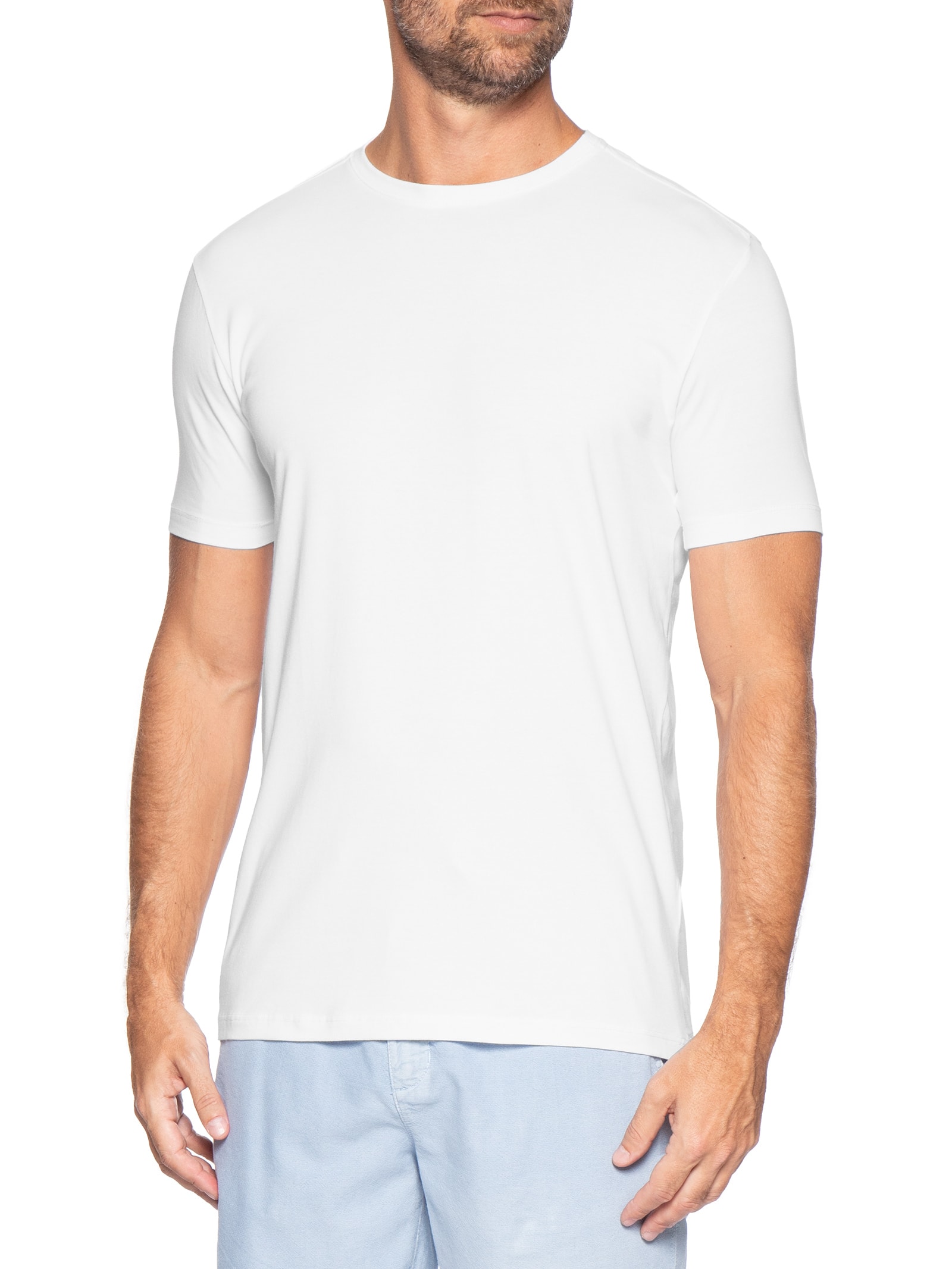 Camiseta Masculina Básica Em Algodão Egípcio Stretch Branco Pineapple