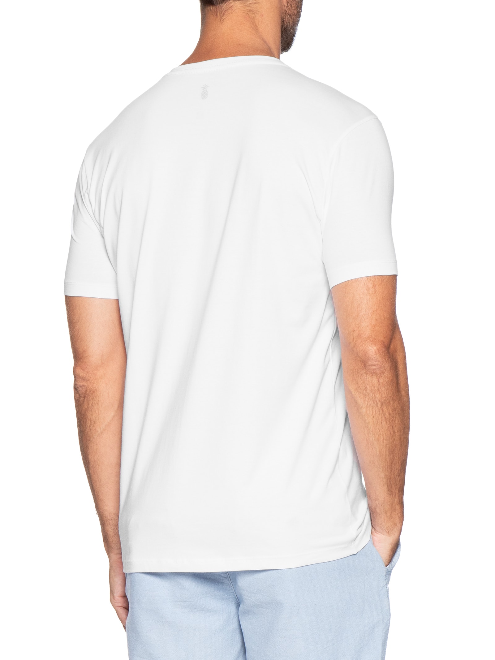 Camiseta Masculina Básica Em Algodão Egípcio Stretch Branco Pineapple