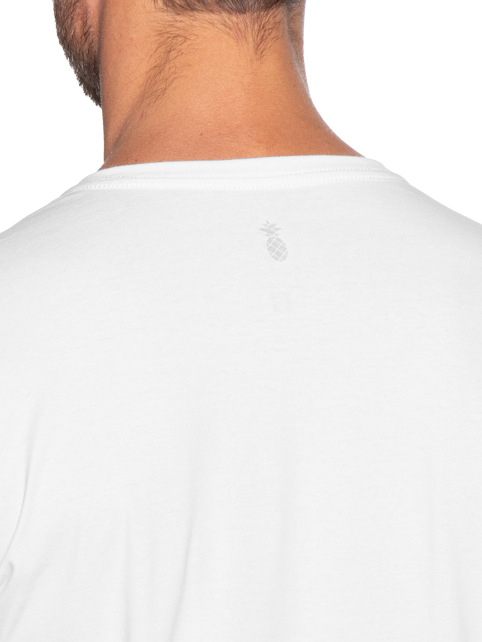 Camiseta Masculina Básica Em Algodão Egípcio Stretch Branco Pineapple