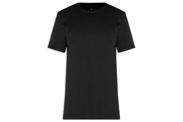 Camiseta Masculina Básica Em Algodão Egípcio Stretch - Preto