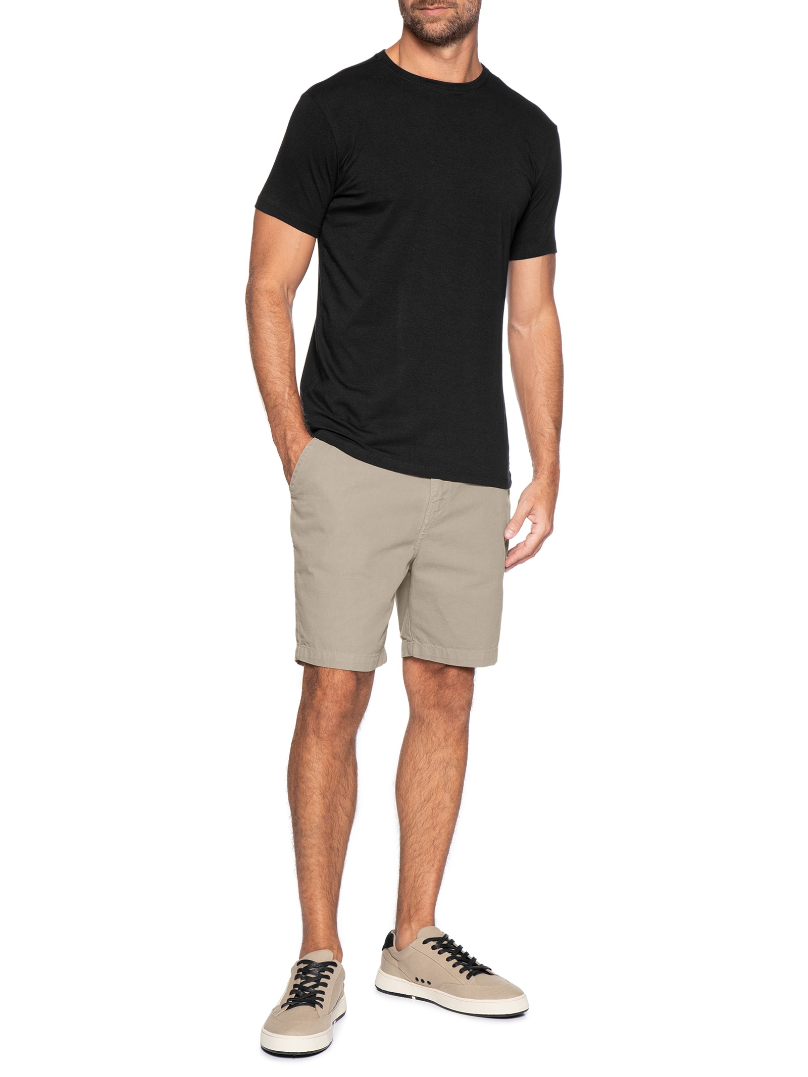 Camiseta Masculina Básica Em Algodão Egípcio Stretch Preto Pineapple