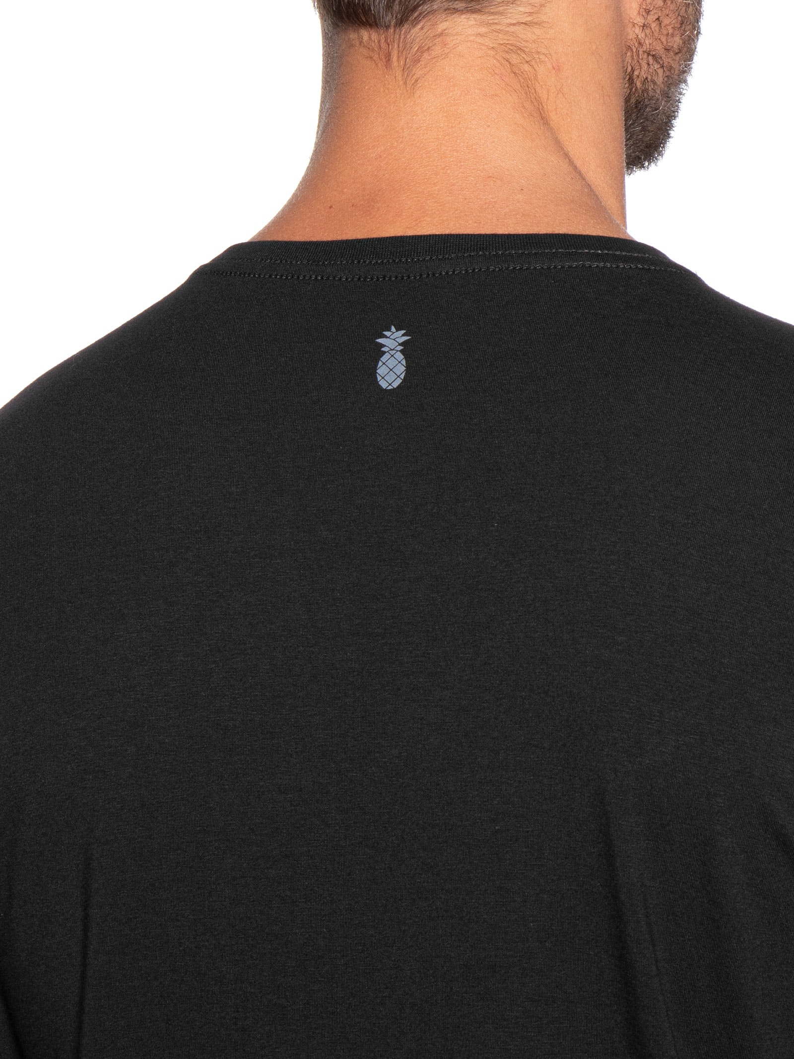 Camiseta Masculina Básica Em Algodão Egípcio Stretch Preto Pineapple