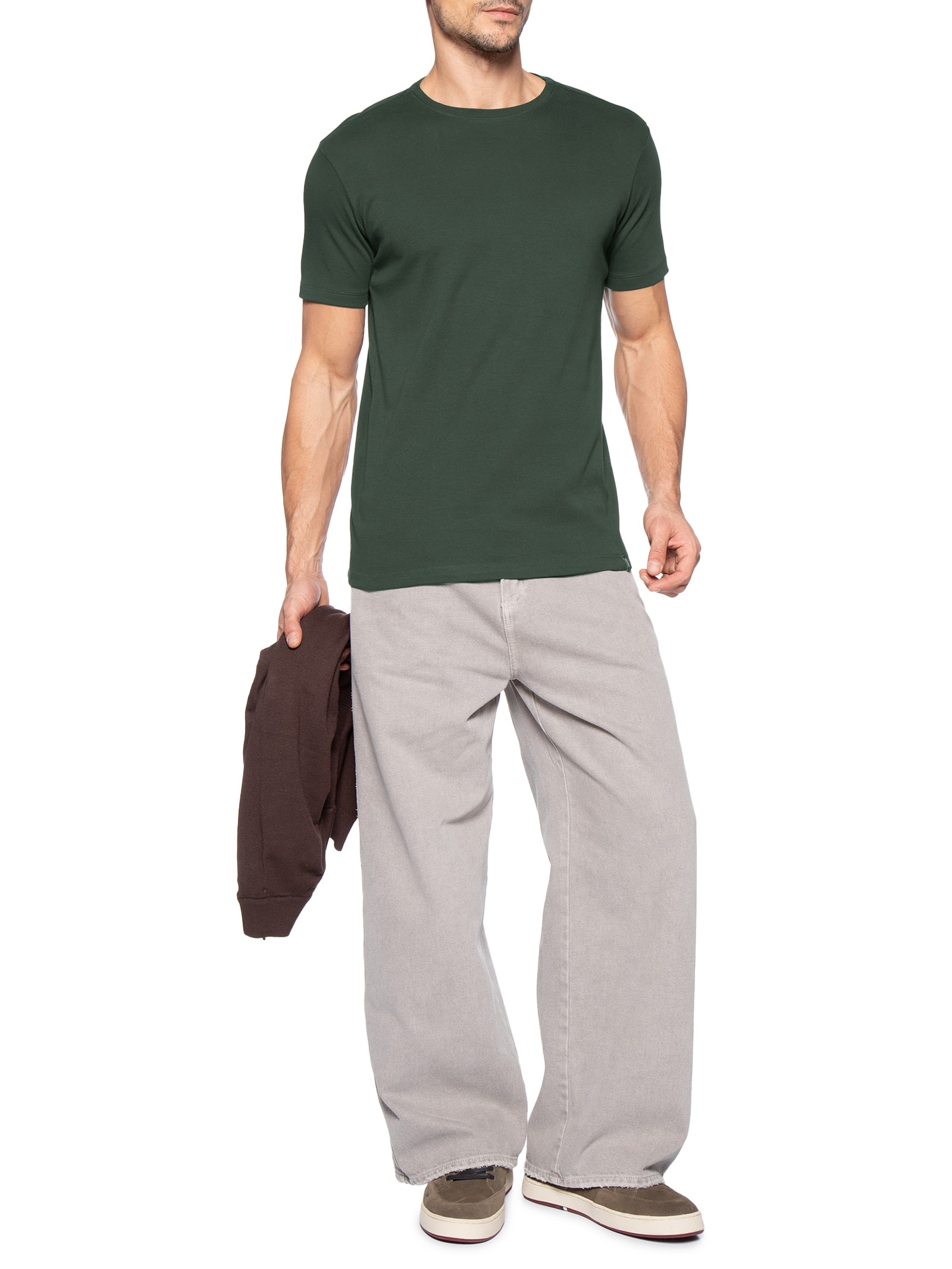 Camiseta Masculina Básica Em Algodão Egípcio Suedine Verde Pineapple