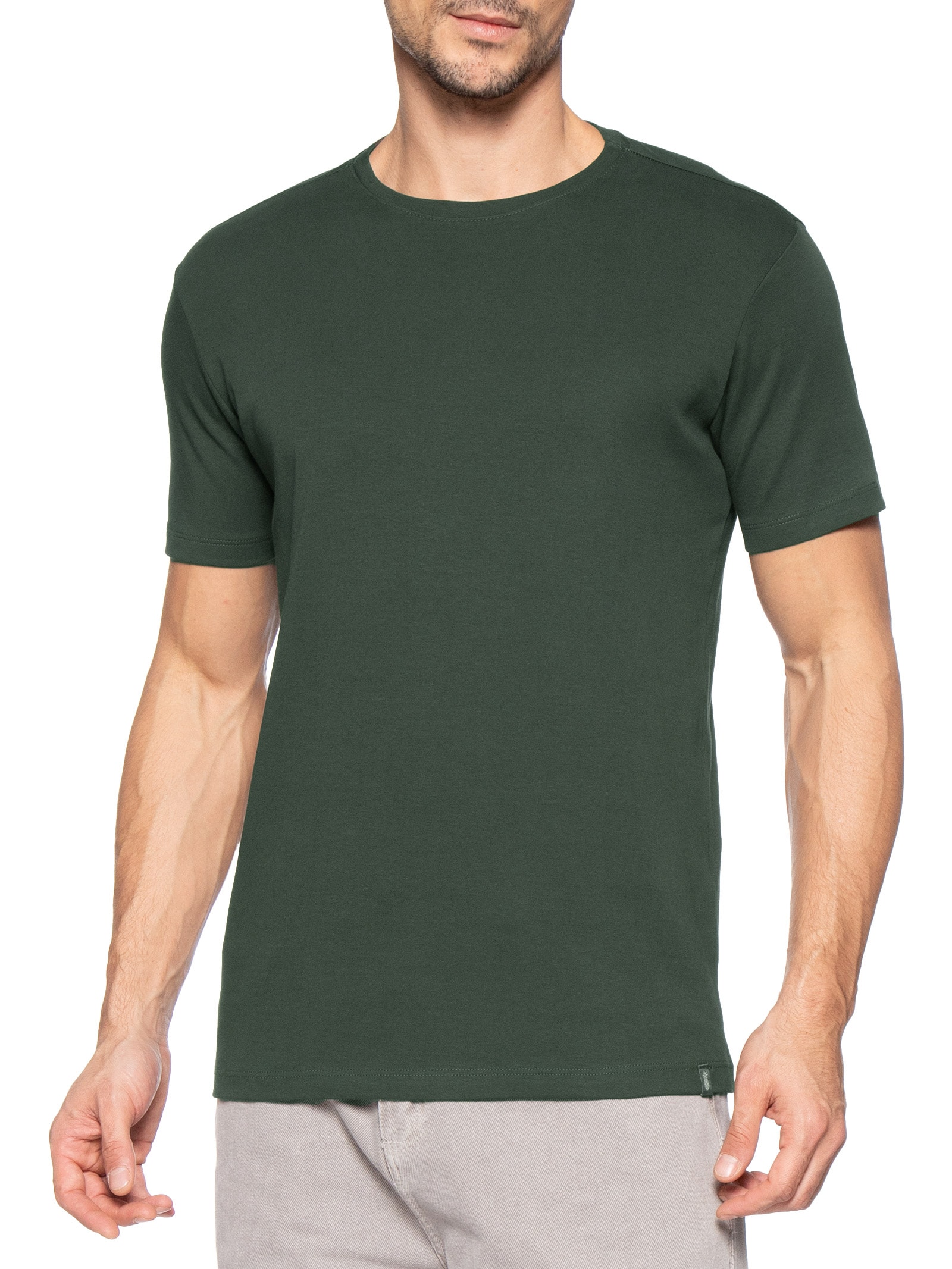 Camiseta Masculina Básica Em Algodão Egípcio Suedine Verde Pineapple