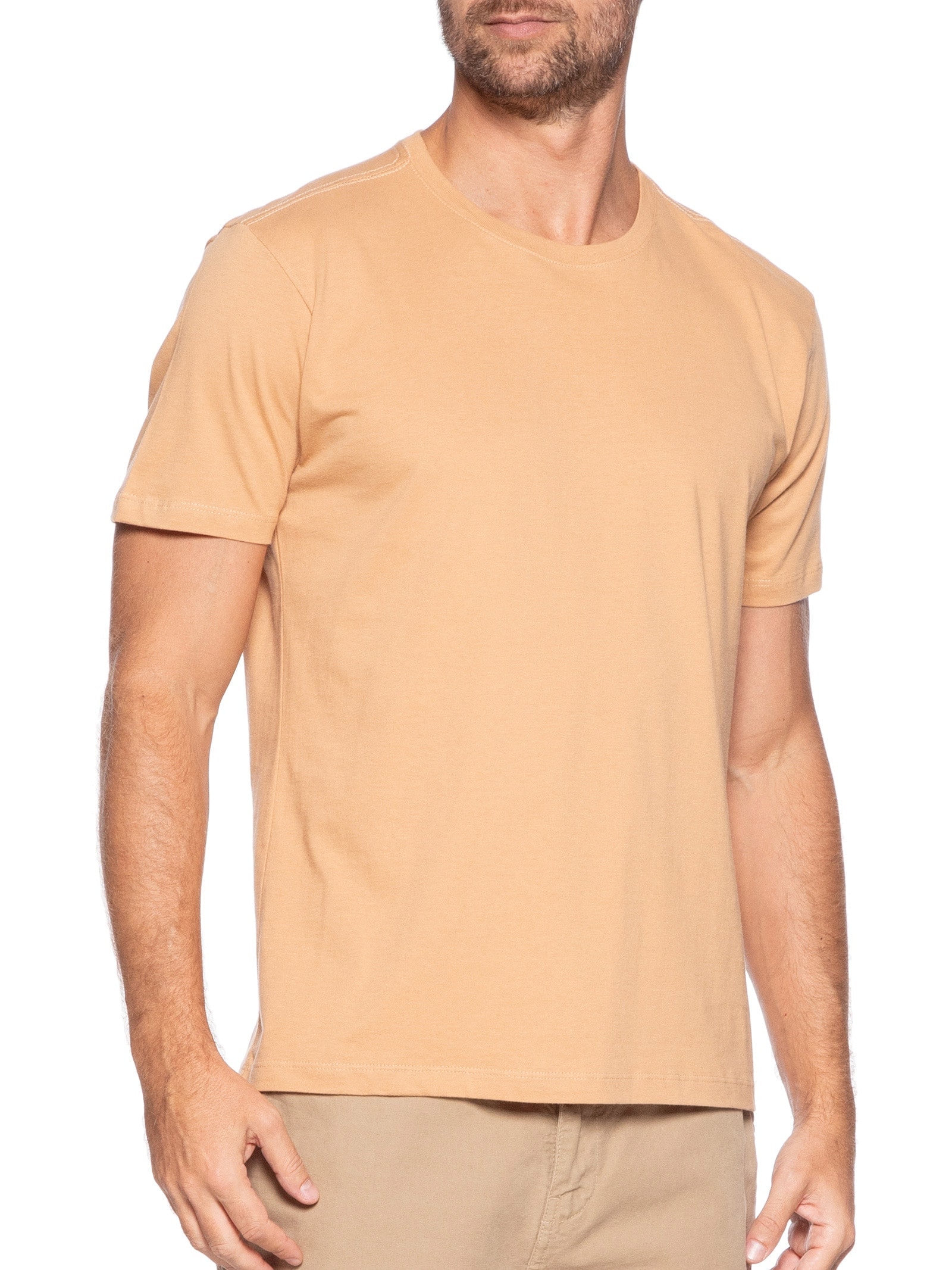 Camiseta Masculina Básica em Algodão Laranja Pineapple